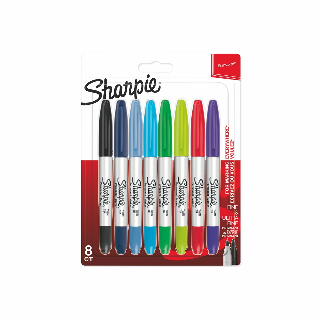 Zestaw markerów permanentnych dwustronnych Sharpie 8szt